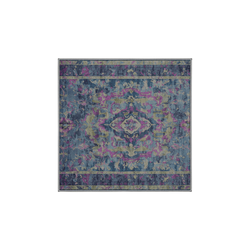 Machine Washable Gray Area Rug, Square 8'