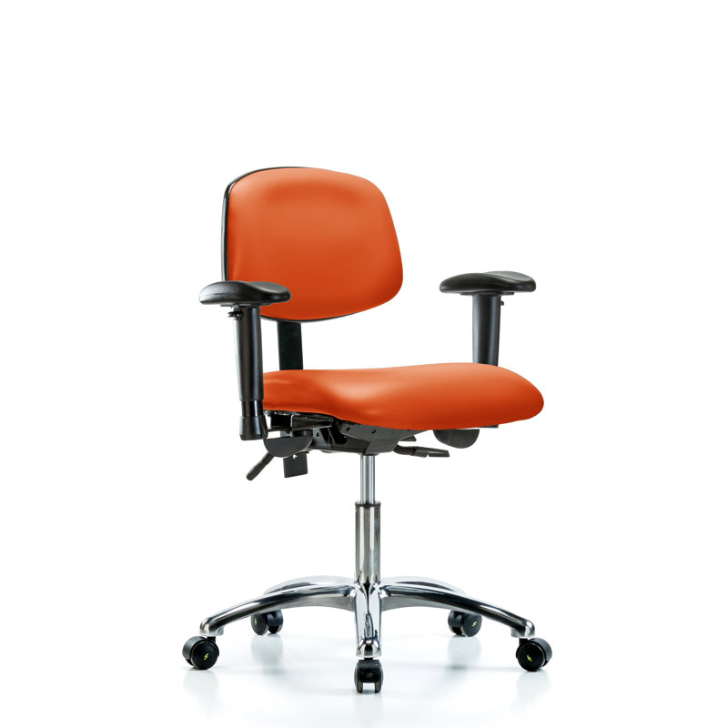 Chaise de tâches ergonomique Julian, Roulettes, Inclus, Orange