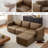 Beryl 90.74'' W 4-Piece Modern Modular Full Grain Genuine Leather Sofa And Ottoman Set-587268171
