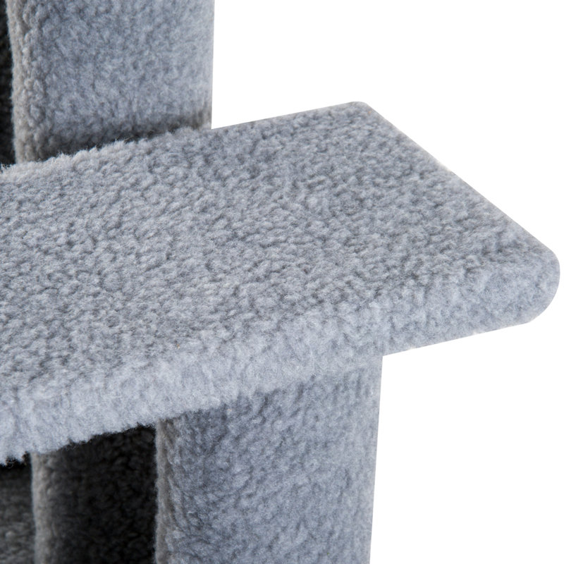Basilton Multi-Level 4 Tier Pet Stairs Dog Cat Climber Sleeper Cat Scratch Post, Gray