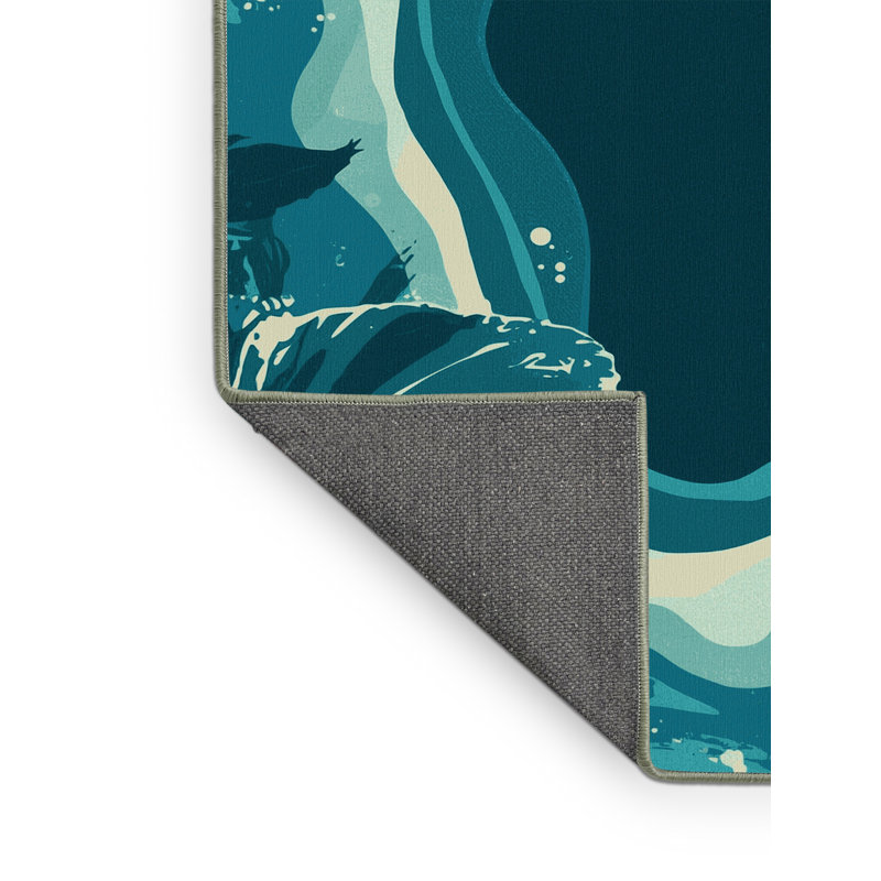 Tapis vert moelleux moelleux à motif abstrait Kamena - reliure vert sauge, Carré 7 pi