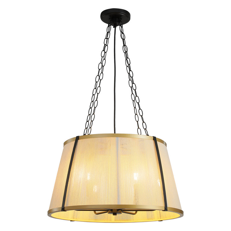 6-light Dimmable Drum Chandelier With White Cotton Shades