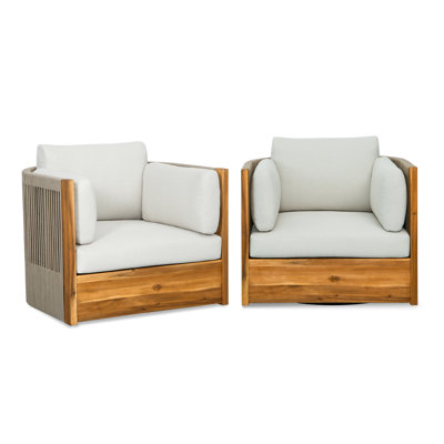 Layton Acacia Swivel Patio Lounge Chair