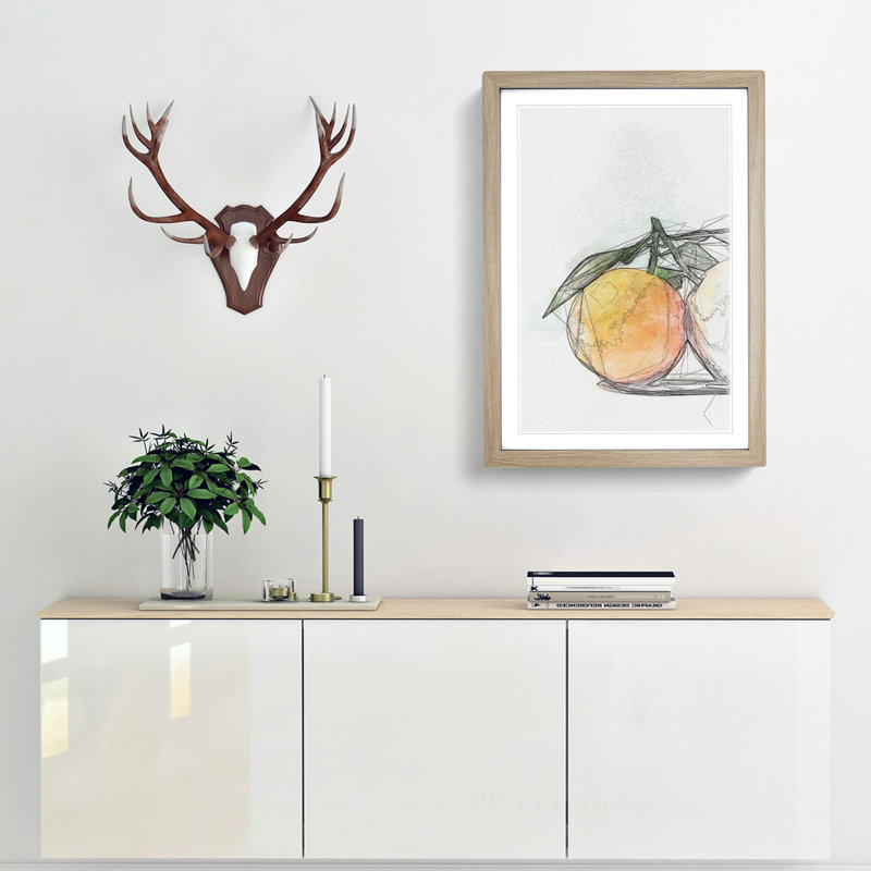 The Orange Tree in Abstract - Picture Frame Graphic Art Print, 65cm H x 48cm W x 2cm D, Oak Framed