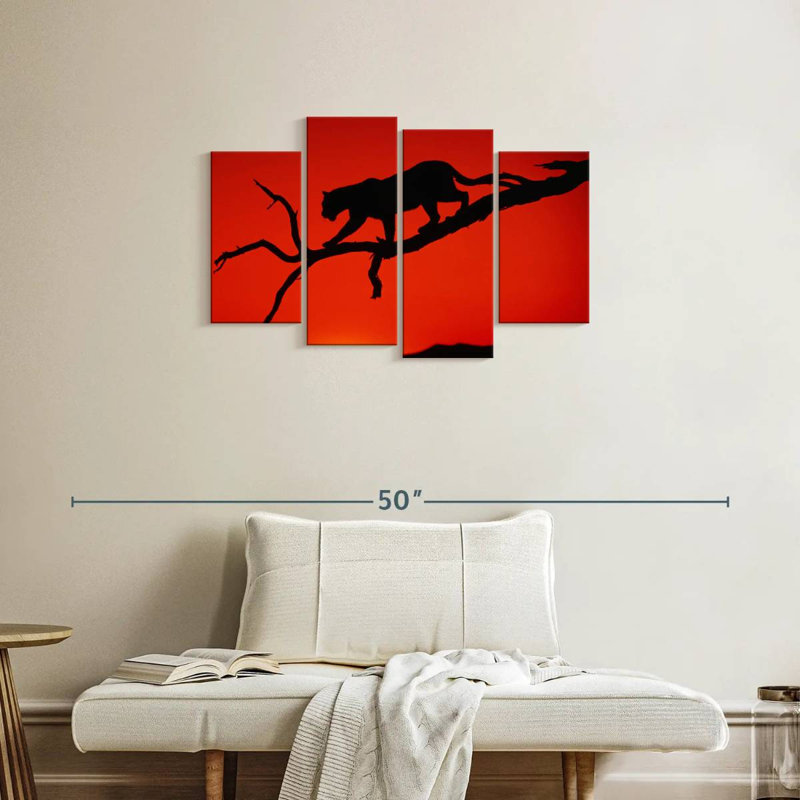 Brampt Red Silhouette Leopard, 22" H x 36" W