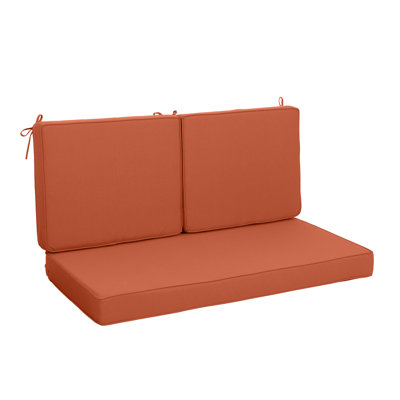 Outdoor Loveseat Cushion Set, 48X24X4.5 Inch Deep Seat Cushions For Patio Furniture, Waterproof Replacement Patio Chair Cushions, Set Of 2, Double Seat Red