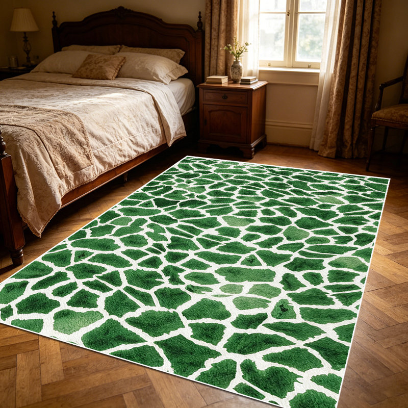1PC green mosaic tile pattern area rugs, Soft and Comfortable, easy-to-maintain, machine washable Indoor floor mat, suitable for living room, bedroom, entryway, patio, balcony, kitchen, Home Decor, Outdoor Decor.