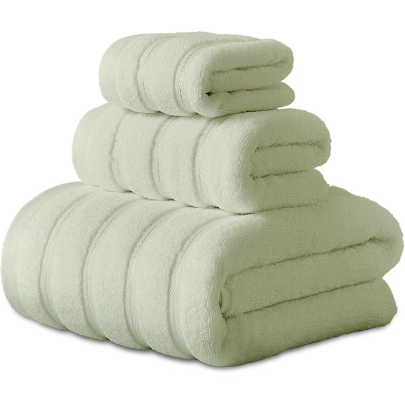  Ensemble de 3 serviettes de bain, 1 serviette de bain, 1 serviette à main, 1 gant de toilette, serviettes 100% coton hautement absorbantes pour salle de bain, salle de sport, hôtel