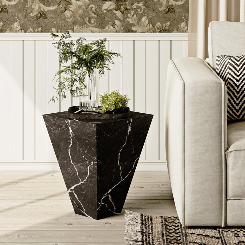 Table d'appoint en pierre frittée Minimalist, Noir