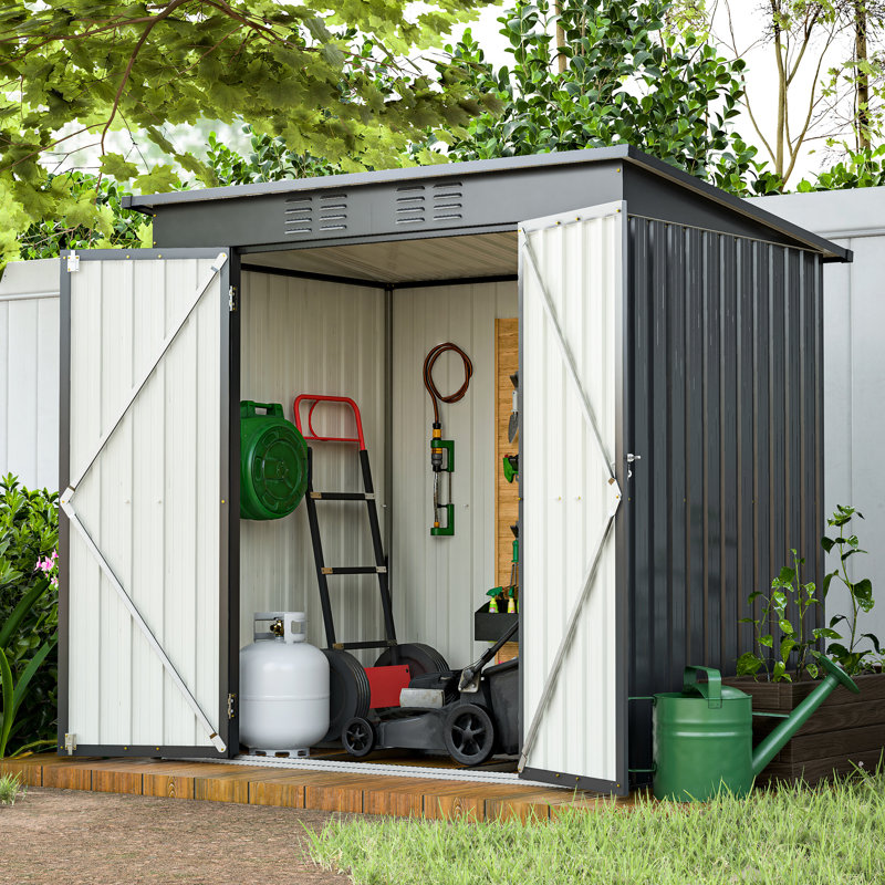 6'X4' All Weather Backyard Shed - Black, Easy Installation 6X4 Ft Lawn Cabinet Extra Sturdiness