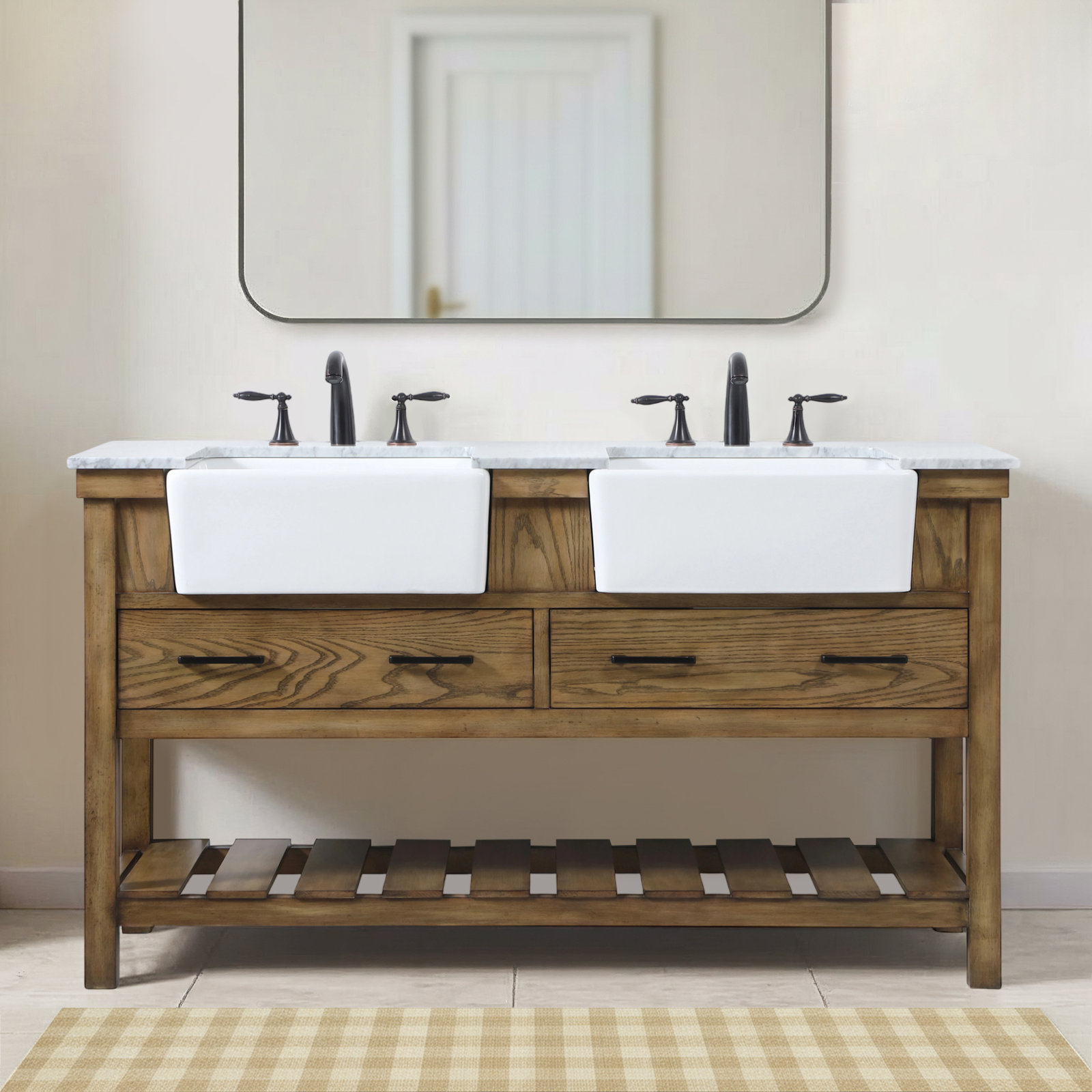 Pelaghia 60'' Double Bathroom Vanity, Dark Brown