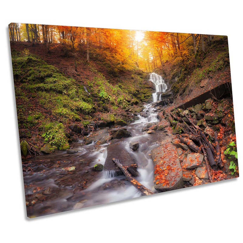Orange Landscape Waterfall - Wrapped Canvas Print, 30.5cm H x 45.7cm W x 2cm D