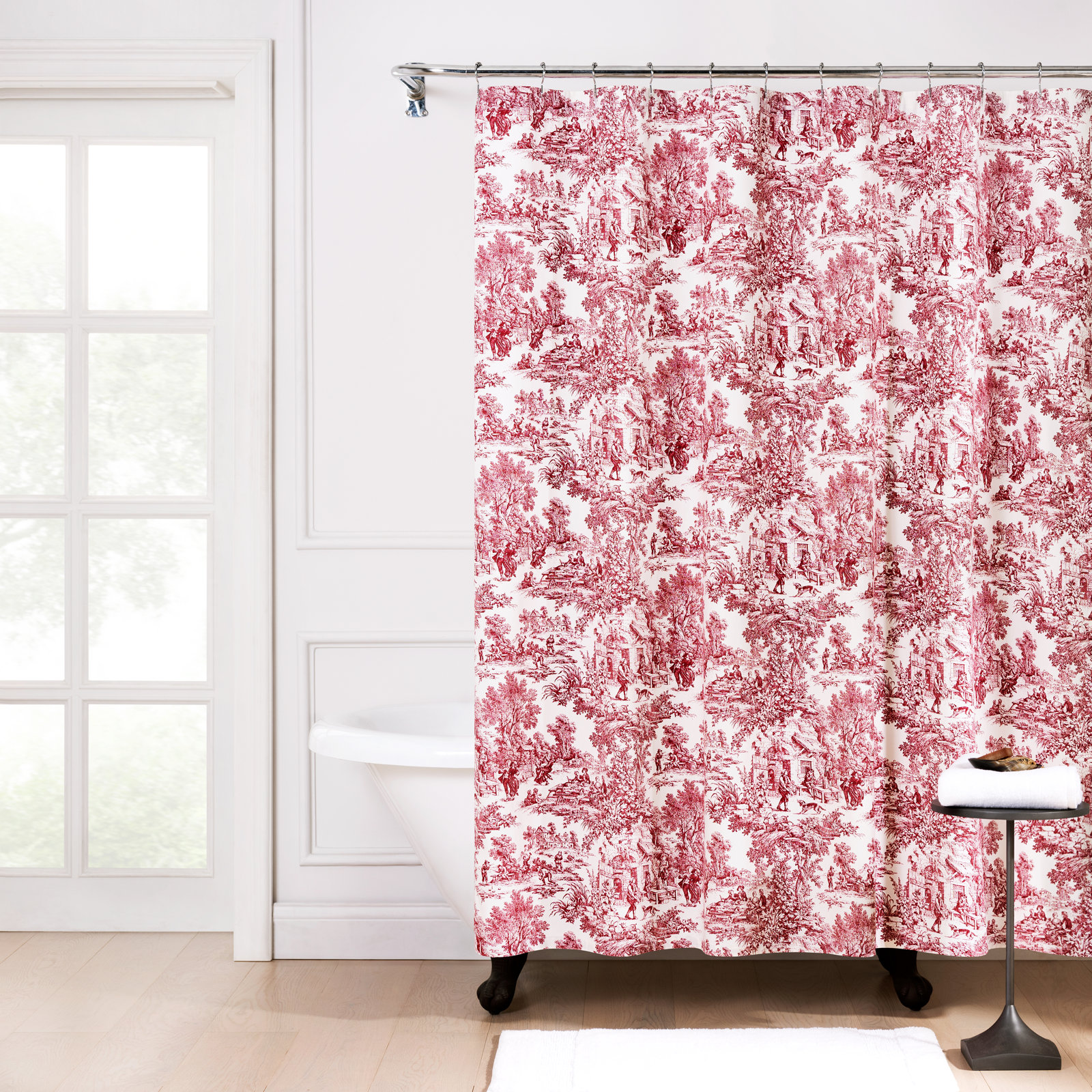 Amelie Cotton Shower Curtain, Red
