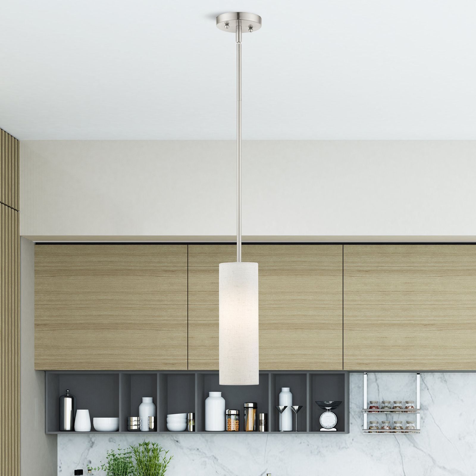 Flaire Single Light Dimmable Pendant, Brushed Nickel