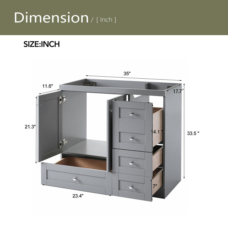 Meuble-lavabo 36 po, Gris