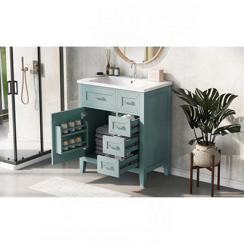 Ensemble de meuble-lavabo 30 po avec lavabo, armoire de salle de bain avec tiroirs, structure solide et panneau de fibres à densité moyenne