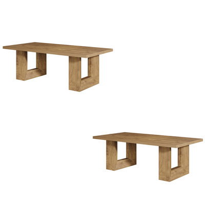 2 Pcs Dining Table For 8 People, 63-Inch Brown Rectangular Kitchen Table With Strong Geometric Frame, Industrial Large Long Dining Room Table For Big Family, Sets Of 2