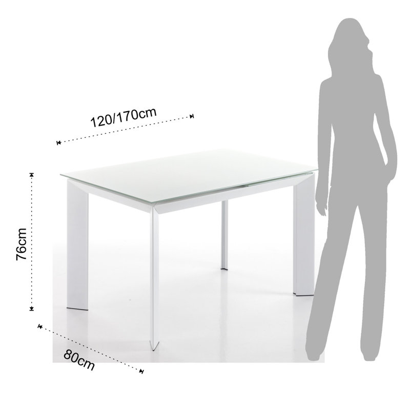 Blaris Glass Top Metal Base Dining Table, White