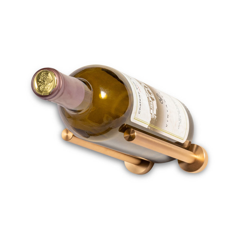 Omparsad 1 Bottle Wall Mounted Wine Bottle Rack with Collars, Gold Bronze