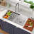 33"L*19"W*9.65"H Quartz Kitchen Sink Undermount Double Bowl Sink Workstation Low-divider Sink with Accessories-110812870