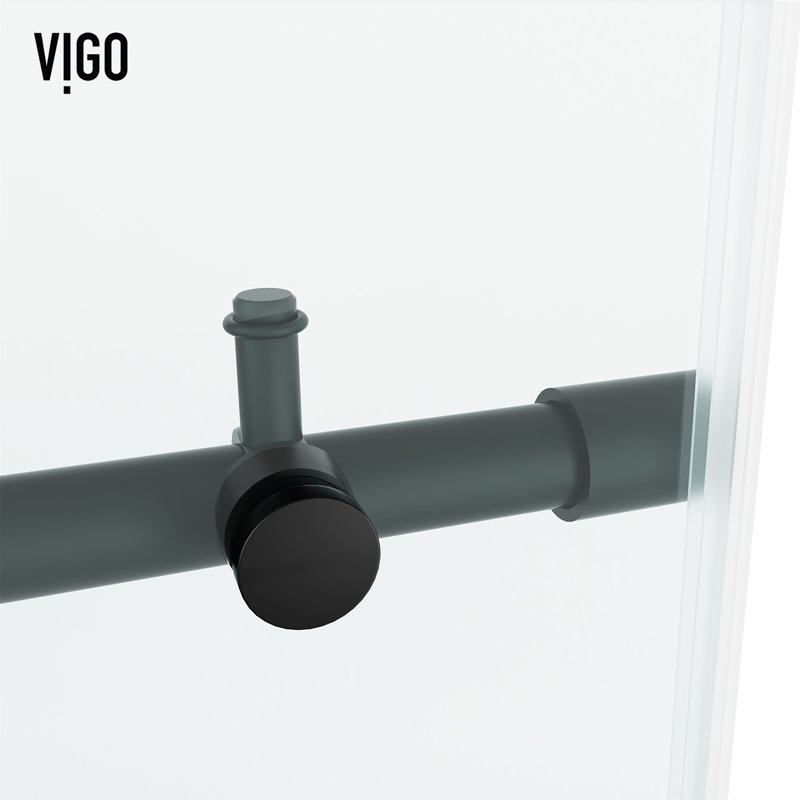 Elan Hart 56-60" W x 66" H Sliding Frameless Tub Door with 3/8" Clear Glass, Matte Black