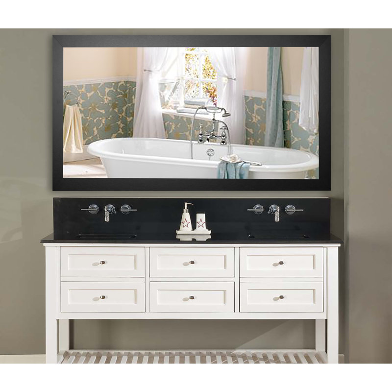 Irodion Engineered Wood Flat Mirror, 67.5" H x 39" W, Satin Black