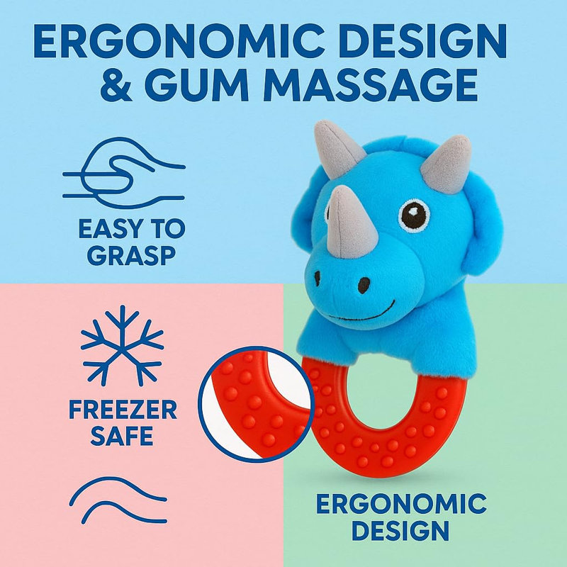 Anneau de dentition pour bébé Wristy Buddy - dinosaure