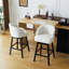 Ensemble de 2 tabourets de comptoir pivotants de 33,25 po, avec tabourets de bar à hauteur de comptoir avec structure en bois d'hévéa massif, dossier, repose-pieds, tabourets de bar sans accoudoir pour bar personnel, comptoir de cuisine, noir et beige