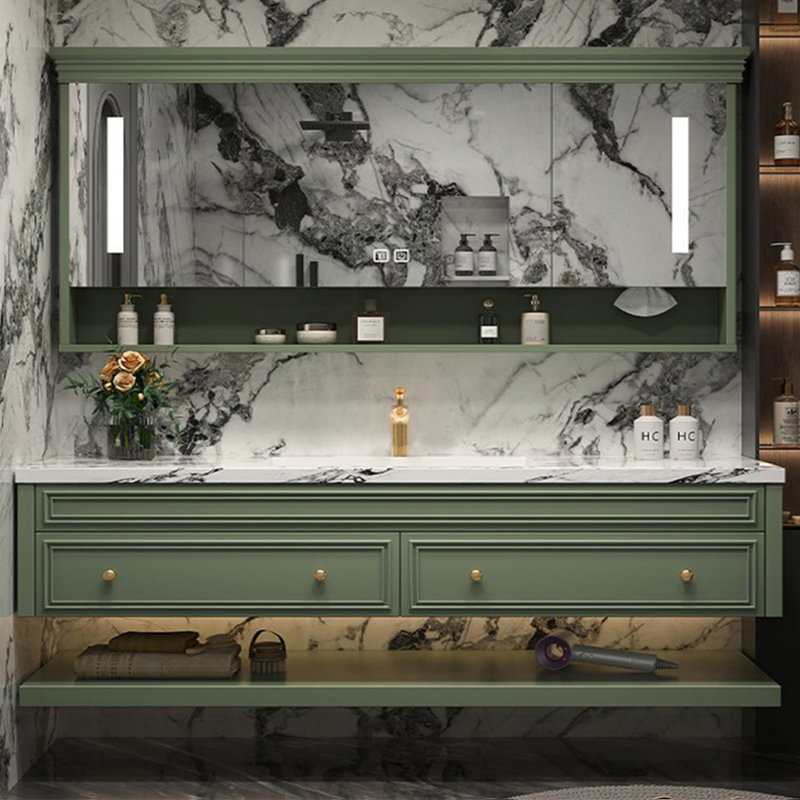Armoire de salle de bain simple de style américain, Vert, L 71 po