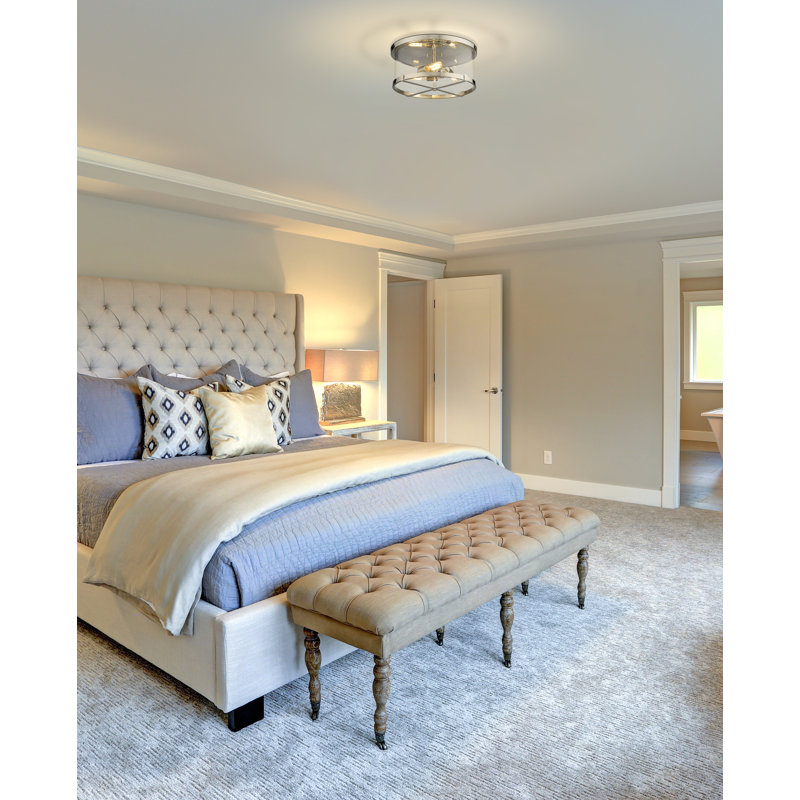 Mabe Glass Flush Mount, Polished Nickel