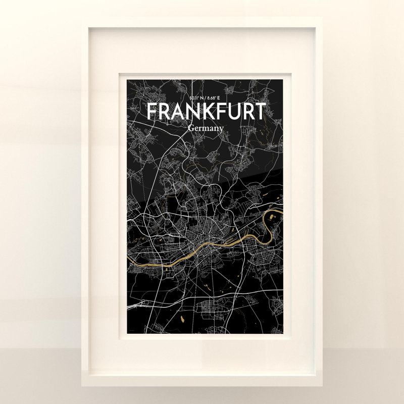 Frankfurt City Map In Luxe - No Frame Print, 36cm H x 24cm W x 0.05cm D