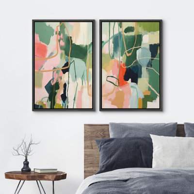 «Pastel Watercolor Green», 2 pièces sur toile