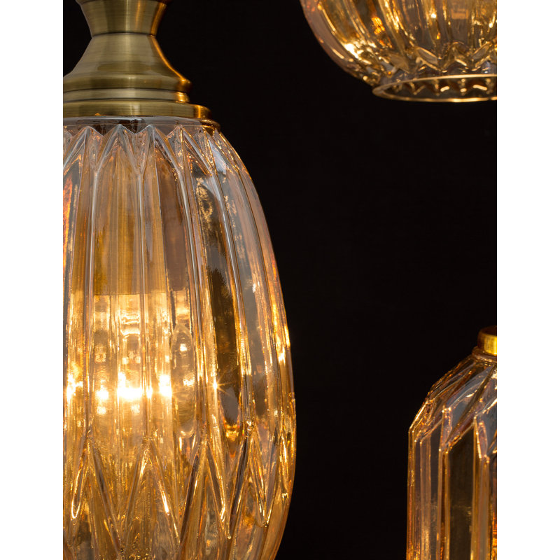 3 - Light Cluster Pendant, Brass, Champagne