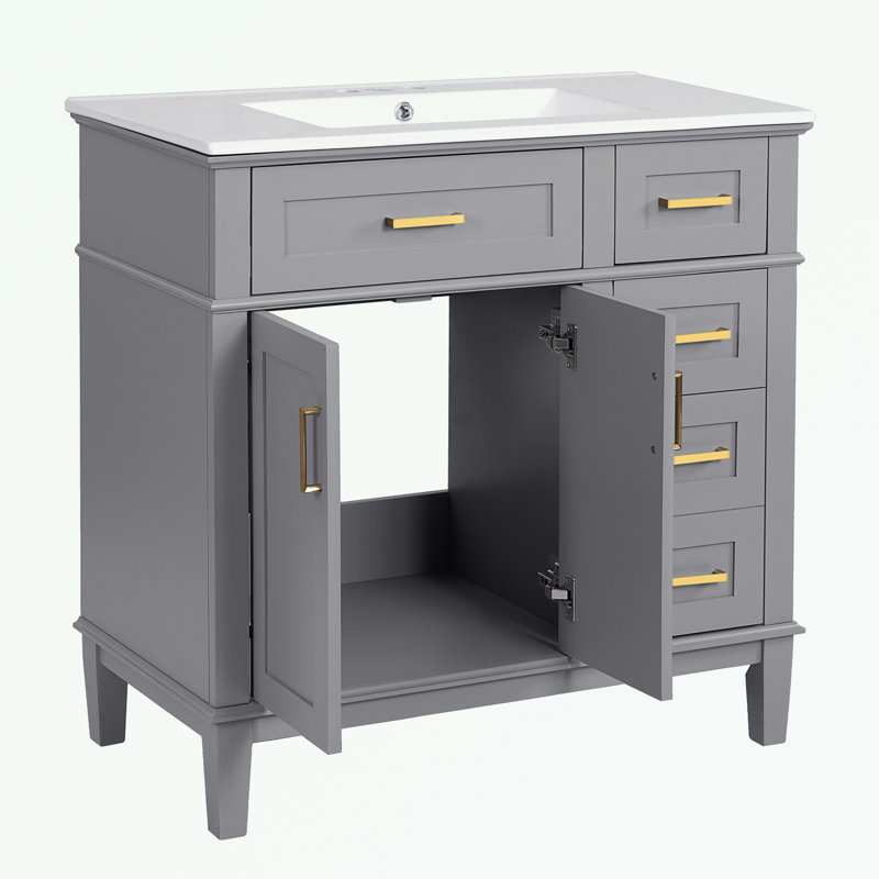 Flavie 36'' Bathroom Vanity with Top, Gray