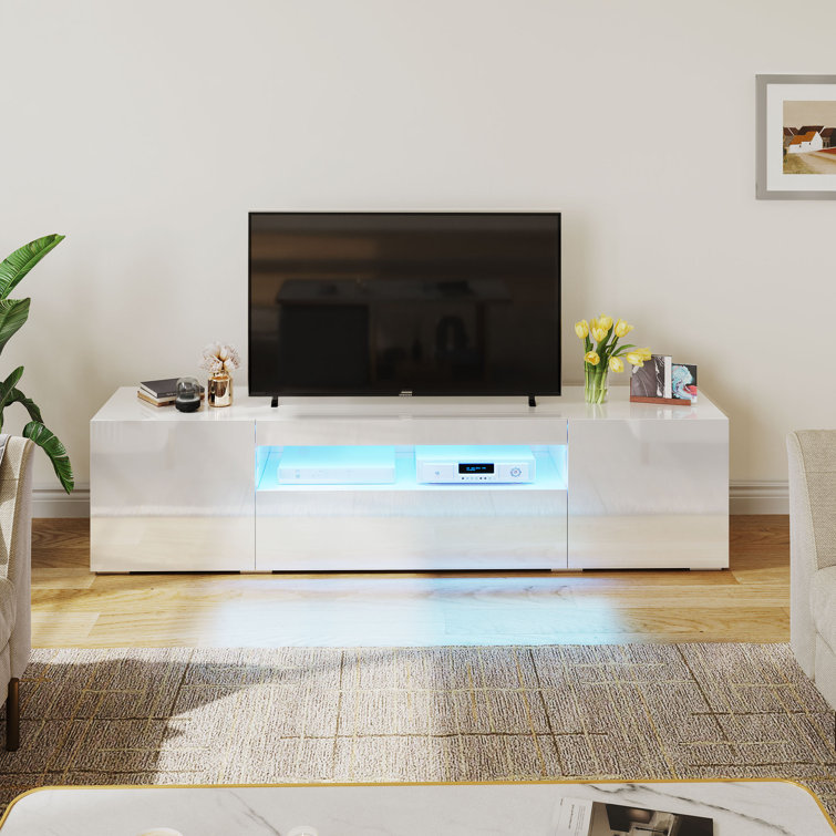 Engelbart LED TV Stand with 2 Cabinets and Media Storage for TVs up to 75" For Living Room