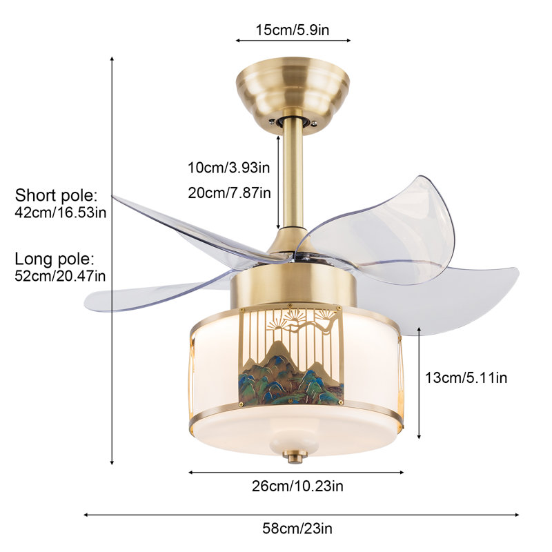 Xavious 23 Inch 3-Colour Gold Ceiling Fan LED Light with Remote Control
