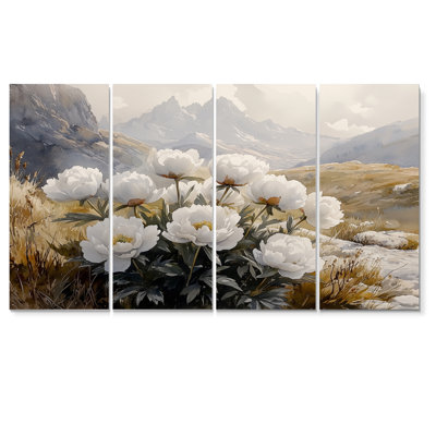 Cline - pivoines - art mural traditionnel