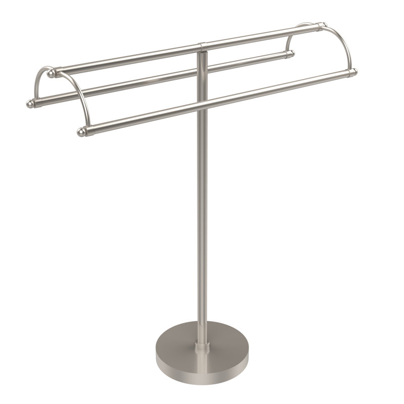 Porte-serviettes sur pied à double accoudoirs, Nickel satiné