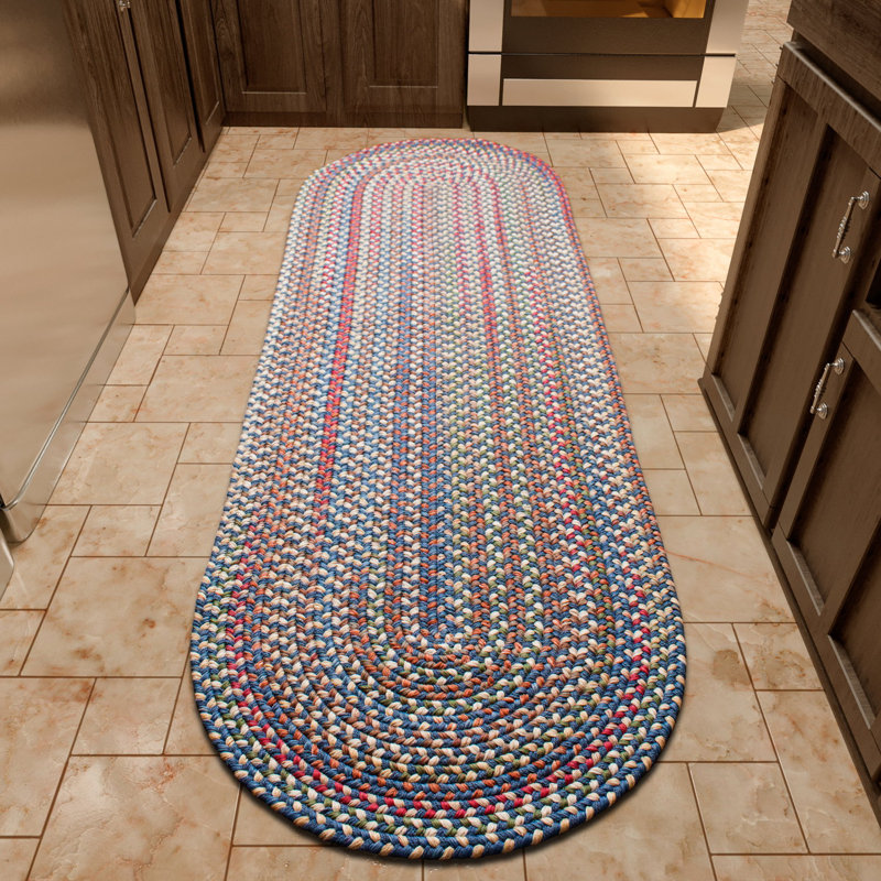 Tapis tressé bleu/naturel Livie, Ovale 2 pi x 4 pi