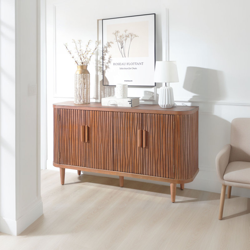 Buffet moderne à motif de vagues à quatre portes, Brun
