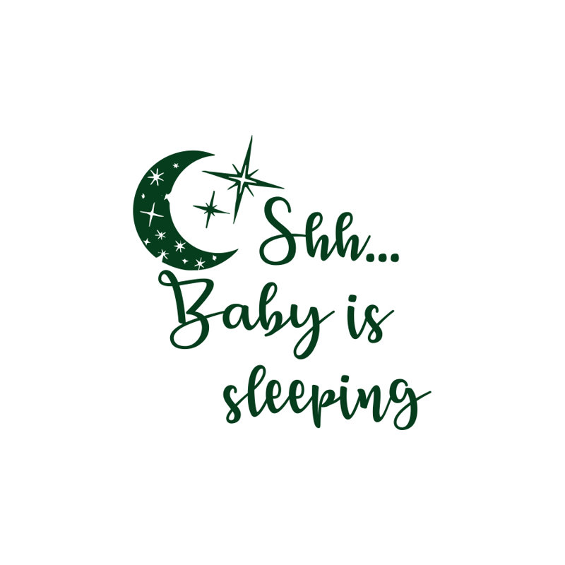 Shh... décalcomanie murale "baby is sleep" Bedell, Vert