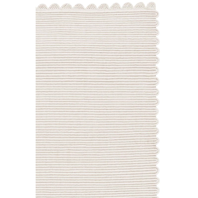 Quaniyah Handwoven Wool/Recycled Cotton Striped Rug in Ivory, Rectangle 5" x 8"