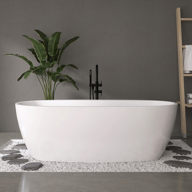 Baignoire de trempage autoportante en acrylique 67 po Fslefay