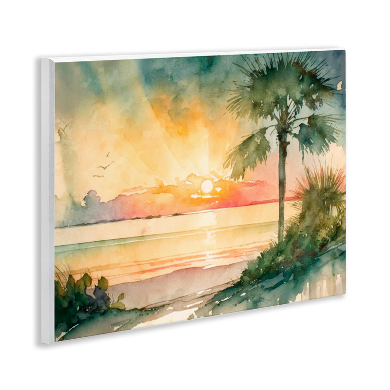  «Sunrise Through Palms», art mural sur bois par Svetlana Aleynikova