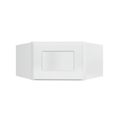 Meuble de coin diagonal de cuisine avec une porte (vitre non incluse), à ​​monter soi-même, 30,5 cm (P) x 61 cm (L) x 30,5 cm (H), blanc