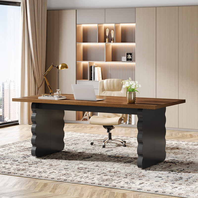 63-Inch Wooden Computer Desk, Modern Home Office Executive Desk