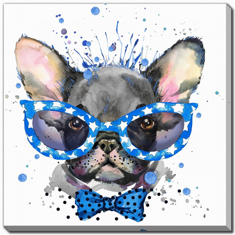 Dapper Bulldog, art mural sur toile, H 38 po x l 38 po