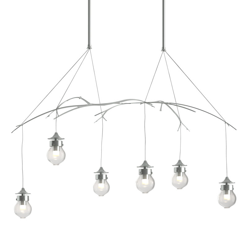 Luminaire suspendu en verre Kiwi, Platine rétro, H 48 po