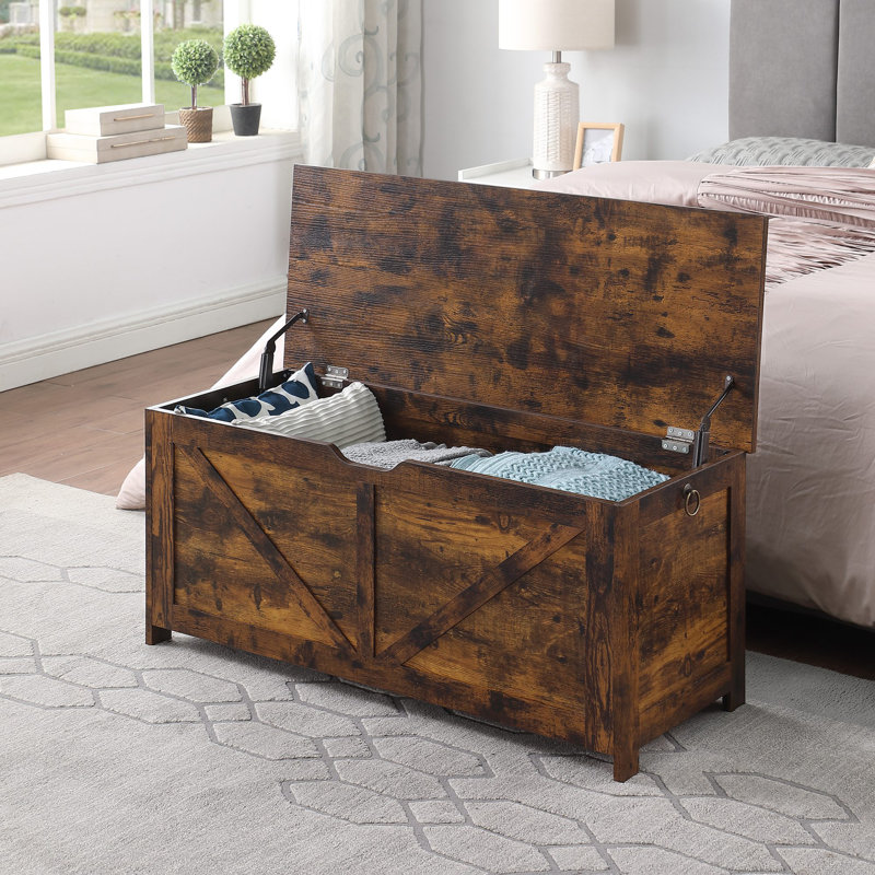 Storage Chest,Storage Bench,Retro Toy Box Organizer ,Entryway Storage Bench With 2 Hinges,Easy Assembly, Rustic Brown