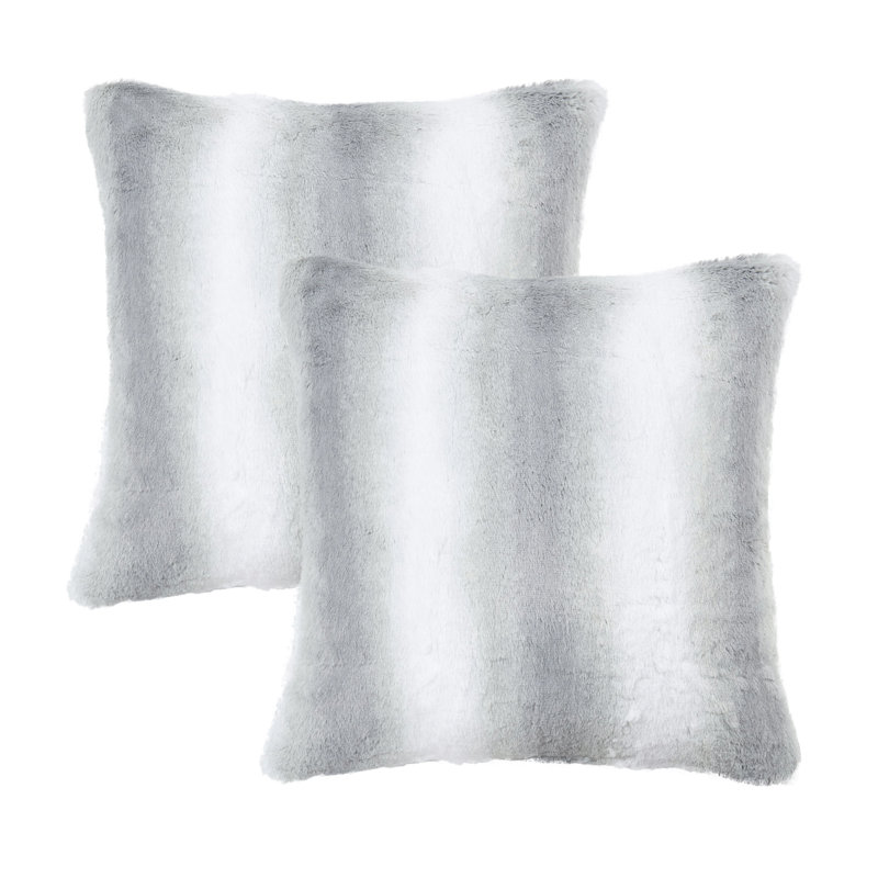 Beckie Faux Fur 20" Throw Pillow Cover, Gray Flannel